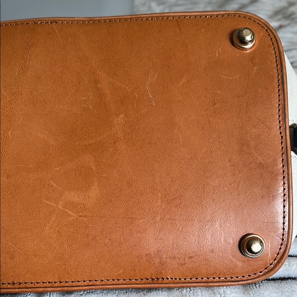 Brahmin White Navy Croc-Embossed Satchel with Tan Trim - Picture 7 of 14